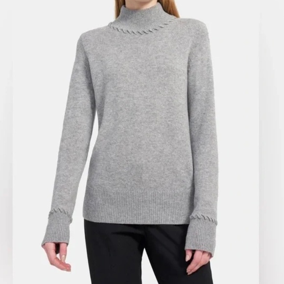 [S]Theory Heather Gray Cowl Neck Cashmere Sweater EUC - Picture 1 of 10
